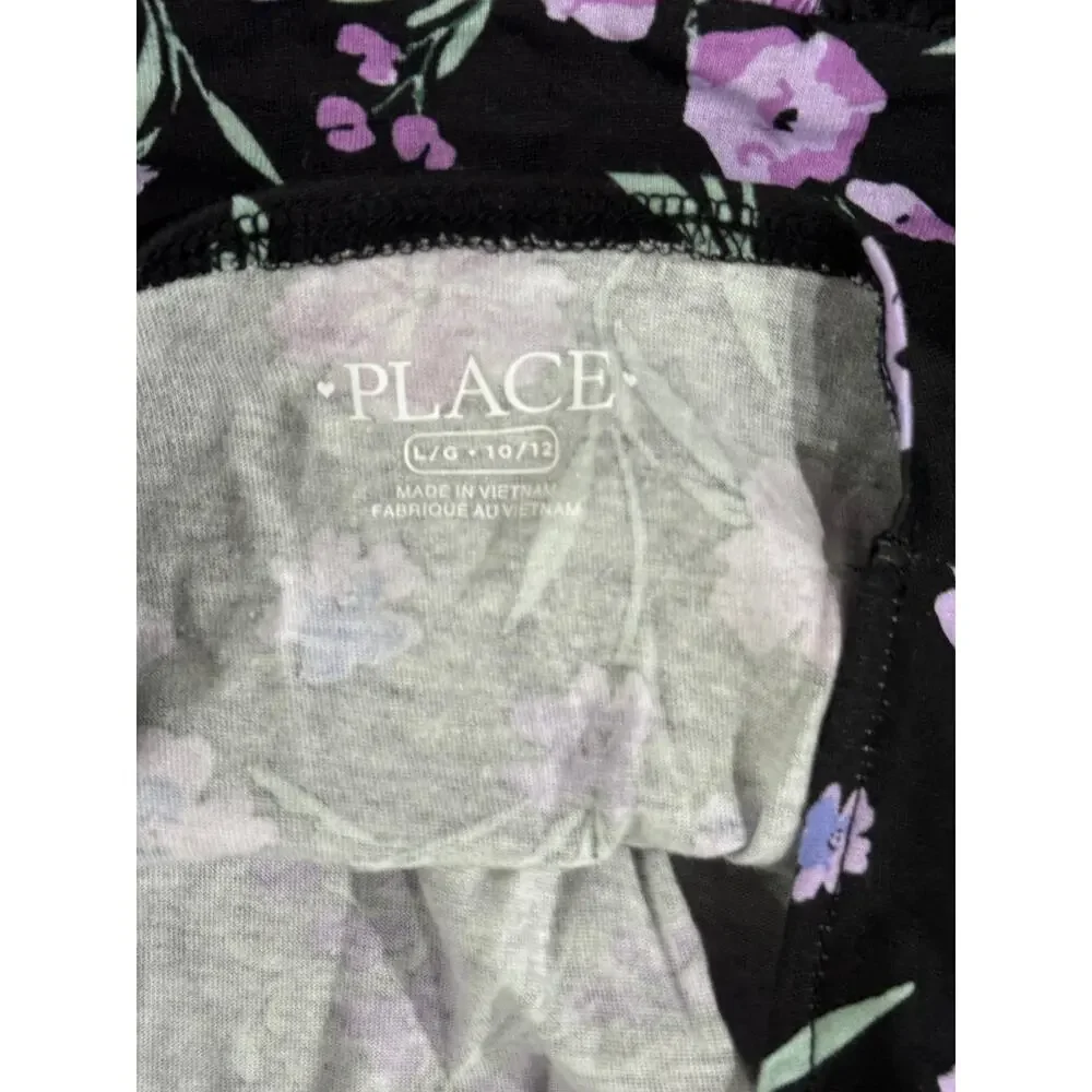The Children's Place Girls Floral Everyday Dress Black/Purple LARGE (10-12) - Picture 7 of 7